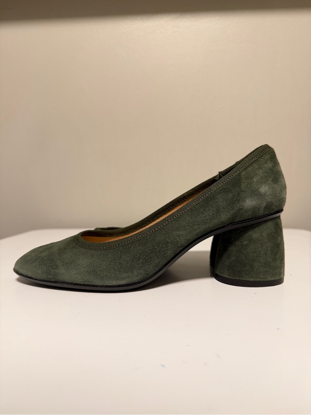 Ballerette ESQUILINO Green Suede LEATHER PUMP BALLET FLATS WITH HIGH HEEL US 7